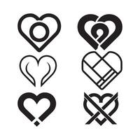 set of c a heart logo vector