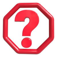 3D Realistic question sign in hexagon png