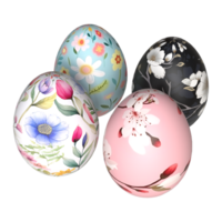 3D Easter eggs painted with multi-color. png