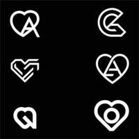 set of c a heart logo vector