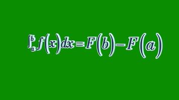 Dynamic 3D integral math formulas in blue and white on green backdrop video