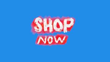 Shop now. Phrases asking to buy a product. Brush paint style animated banner video