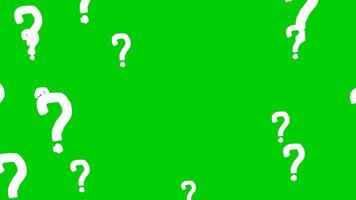 Animation of a matrix of question marks spreading in different directions on a green background video