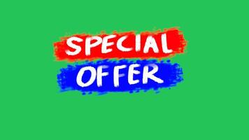 The words special offer are handwritten in red, white and blue on a green background video