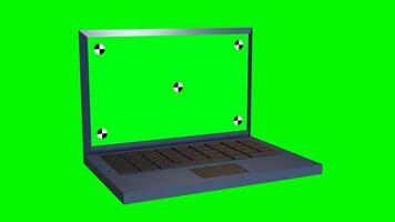 Animated 3d laptop and tracking sign on screen video