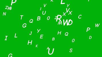 blanc des lettres une à z en volant sur une vert Contexte video