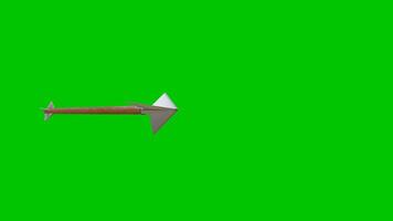 Animated 3d arrow shot isolated with green video