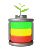 alcalin batterie charge indicateur avec arbre isolé. mise en charge batterie La technologie concept, 3d illustration rendre png