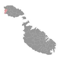 San Lawrenz District map, administrative division of Malta. illustration. vector