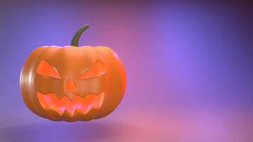 Creepy 3d pumpkin on studio light color background video