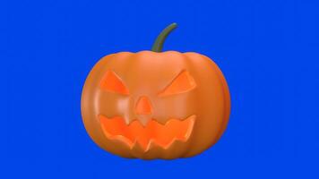 Creepy 3d pumpkin isolated on blue video