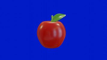 3d animación de manzana Fruta en rotacional movimiento aislado en verde video