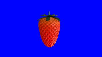 3d animation of rotating strawberry on blue background video