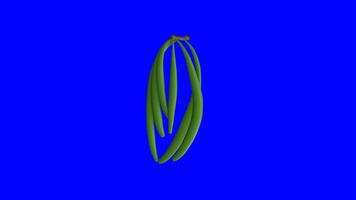 3d animering av en roterande vanilj frukt på en blå bakgrund. 3d gör video