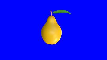 3d animation of a spinning Quince on a blue background. 3d renders video