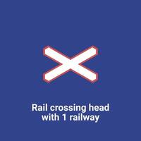 Warning Traffic Signs, Rail crossing head with 1 railway vector