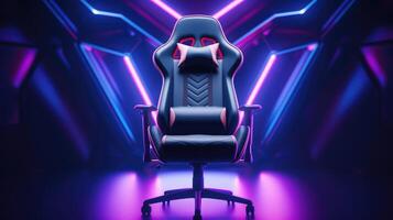 Gaming chair with neon lights, ai photo