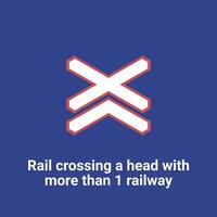 Warning Traffic Signs, Rail crossing a head with more than 1 railway vector