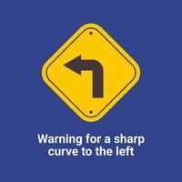 Warning Traffic Signs, Warning for a sharp curve to the left vector