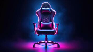 Gaming chair with neon lights, ai photo