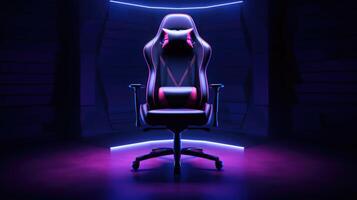 Gaming chair with neon lights, ai photo