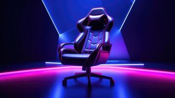 Gaming chair with neon lights, ai photo