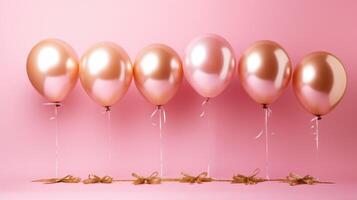 pink and gold balloons for party and celebration, ai photo