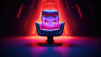 Gaming chair with neon lights, ai photo