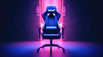 Gaming chair with neon lights, ai photo