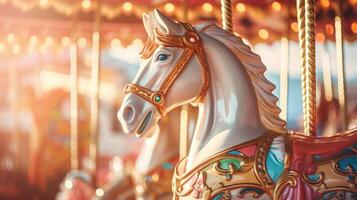 carousel horse in amusement park carnival, ai photo