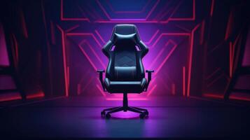 Gaming chair with neon lights, ai photo