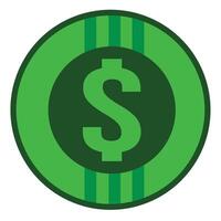 verde dólar moneda, 2d icono vector