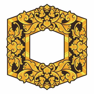 Isolated borders or frames ornament. Ornamental elements for your designs. Black and gold colors. Floral carving decoration for postcards or invitations for social media.