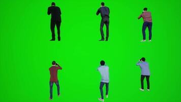 3D animation of a saleswoman standing on a green screen selling and talking to a video