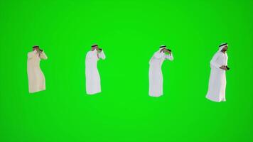 3D animation of a group of Arab men and women in the parks of Dubai on the green video