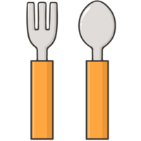 cuillère et fourchette icône dessin animé illustration png