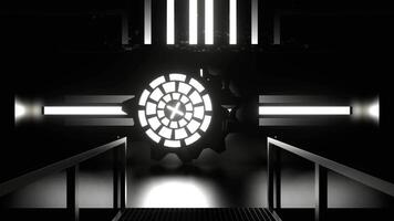 Black and White Neon Vault X Door Background VJ Loop in 4K video