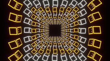 Tunnel Through Moving Orange and White Neon Squares Background VJ Loop in 4K video
