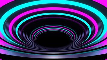 Cyan and Pink Neon Reverse Ellipse Tunnel Background VJ Loop in 4K video