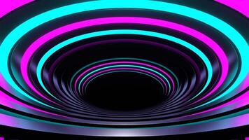 Cyan and Pink Neon Reverse Ellipse Tunnel Background VJ Loop in 4K video