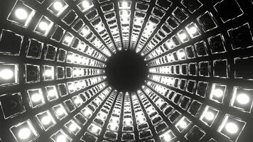 White Strobe Mirrored Square Elements Tunnel Background VJ Loop in 4K video