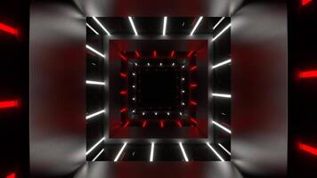 Square Tunnel with Red and White Neon Lines Background VJ Loop in 4K video