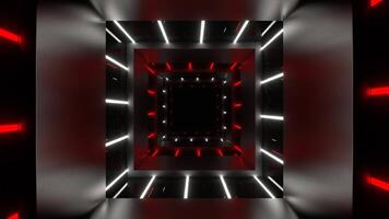 Square Tunnel with Red and White Neon Lines Background VJ Loop in 4K video