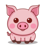 Cute and Funny Kawaii Chibi Style Pig Illustration png