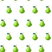 Pixel Art Pear Seamless Pattern vector