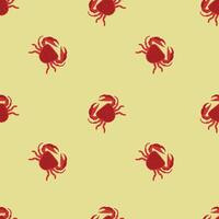 Crab Seamless Pattern Yellow Background vector