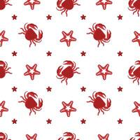 Crab And Starfish Seamless Pattern vector