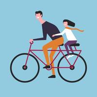 Father child riding bicycle vector