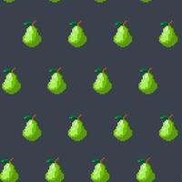 Pixel Art Pear Seamless Pattern vector