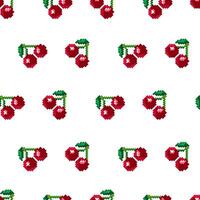Pixel Art Cherry Seamless Pattern vector